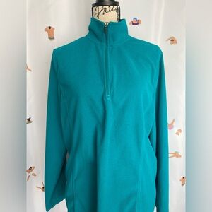 Lands’ End teal quarter zip fleece, size XL